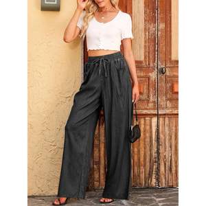 2025 2025 été femmes taille haute noir Denim pantalon côté sensation large jambe jean avec cordon taille 4 - Product Image 4