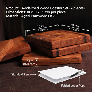 Handmade Teak Wood Coaster <b>Set</b> With Natural Rustic Grain Finish. Premium Bulk Tableware For Cafe, Home & Bar Decoration - Product Image 3