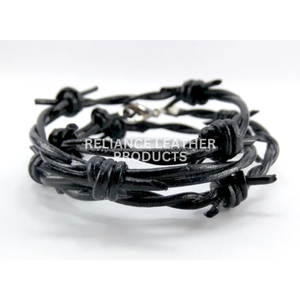 Cordon en cuir torsadé noir brillant de 2 mm, fil barbelé en cuir de vachette pour bijoux, artisanat, bracelets, colliers – Fournisseur d'usine RTS - Product Image 2