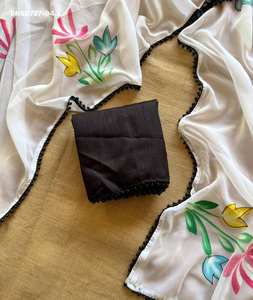 Sari de Georgette de Alta Calidad con Estampado Floral Pintado a Mano, a la Moda y Elegante, para Fiestas, Compra en Línea en India a Precio de Mayoreo - Product Image 5