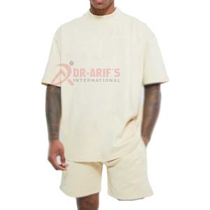 Ensembles de t-shirts décontractés en molleton de coton pour hommes Short à capuche unisexe de haute qualité Méthode de tissage tricotée personnalisée Survêtement d'été - Product Image 1
