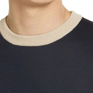 Camiseta de punto de manga corta con cuello redondo para hombre INDEX, diseño casual oversize con bloques de color y ribete en contraste, ajuste regular. - Product Image 6
