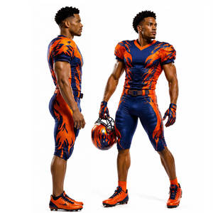 Uniforme de football américain personnalisable pour hommes, maillot ajusté à manches courtes et col en V sublimé, respirant et anti-transpiration, avec fermeture à ceinture - Product Image 3