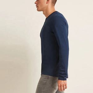 Short <b>Sleeve</b> <b>Henley</b> Custom Logo Casual Slim Fit Knitted Cotton <b>Men's</b> Vintage T-Shirt - Product Image 2