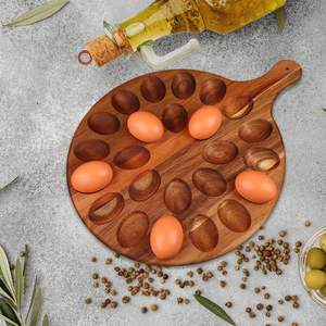 Acacia Wood <b>Egg</b> Holder with 24 Slots <b>Eco</b>-Friendly Dishwasher & Freezer Safe Manual <b>Egg</b> Rack for Home Storage and Display - Product Image 1