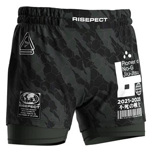 Shorts double couche 2-en-1, pas besoin de sous-vêtements supplémentaires, couche intérieure extensible 4 directions, soutien musculaire, compression, MMA, BJJ, sparring, personnalisé - Product Image 4