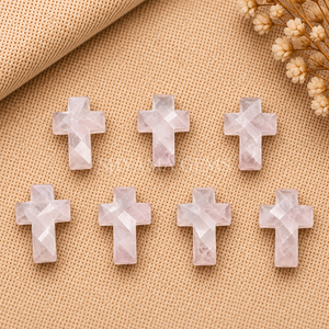 Rose Quartz Cross Shape 15x10mm Handmade Gemstone Carving Pendant for <b>Jewelry</b> Making Crystal Healing Reiki Energy Wholesale - Product Image 3