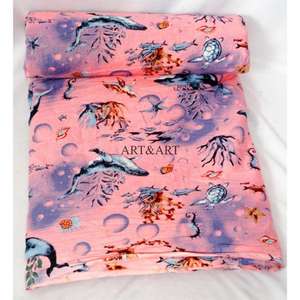 Tissu en coton indien fait main en gros, imprimé poisson, tissu imprimé à la main au bloc, matière première pour la confection de robes, chemises africaines pour garçons - Product Image 3