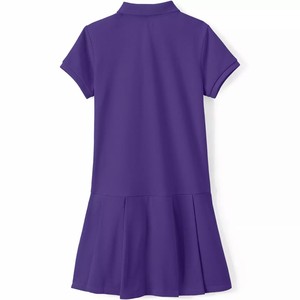 ชุดนักเรียนหญิงประถม เสื้อโปโล ผ้าเจอร์ซีย์ แขนสั้น สีม่วง โพลีเอสเตอร์  ชุดเดรสตรวจจับรอยขาดด้วยเข็ม - Product Image 3