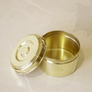 Stackable Round Brass <b>Sweet</b> <b>Box</b> With Hammered Lid Airtight Food Keeper Kitchen Organizer Vintage Style Handcrafted - Product Image 2