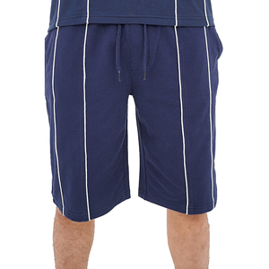 Conjunto de Camiseta Polo y Pantalones Cortos Azul Marino para Hombre, Tejido de Algodón Sólido, Atuendo Casual de Verano, Transpirable, Sin Costuras, Dos Piezas - Product Image 4