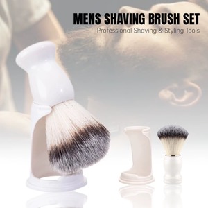 2Pcs White Manual Wet <b>Shaving</b> Brush Set Soft Nylon Bristle Foam <b>Cream</b> Brush With Curved Shape Stand Portab <b>Shaving</b> Tool White - Product Image 1