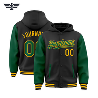 Blouson universitaire à capuche pour homme, noir et vert olive, avec blocs de couleur et lettres, en cuir PU, séchage rapide, décontracté, hiver, à boutons-pression, style baseball