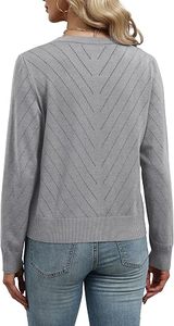 Cárdigan Gris de Punto, Color Sólido, Manga Larga, Cierre de Botones, Suéter Otoñal, 100% Acrílico, Corte Regular - Product Image 6