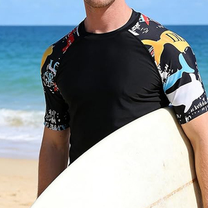 Custom Logo Men Rash Guard <b>Compression</b> T <b>Shirt</b> Short Sleeve Swim <b>Shirt</b> UV Protection OEM Manufacturer Bulk - Product Image 3