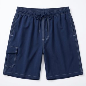 Pantalones Cortos de Baño para Hombre, Color Sólido, Secado Rápido, Ecológicos, Deportivos, Transpirables, Cintura Alta, con Cordón y Bolsillos, Estilo Casual, Largo Bermuda - Product Image 2