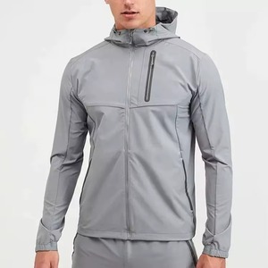 Chaqueta Deportiva Gris con Capucha para Hombre, Cortavientos, con Cierre de Cremallera, para Otoño, Corte Regular, Poliéster, Color Sólido, Ropa Deportiva para Exteriores - Product Image 6
