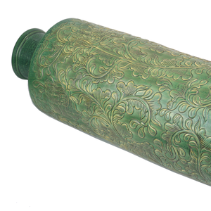 Traditional Floor <b>Vase</b> <b>Ceramic</b> <b>Vases</b> Bell Shape Big Imitative-antique <b>Ceramic</b> <b>Vase</b> with Brown Chrysanthemum Patterns Blue Glaze - Product Image 5