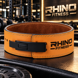 RHINO FITNESS Leather Weightlifting <b>Belt</b> <b>Tan</b> Adjustable Wrap-Around Lumbar Support Waist Cincher with Basic Protection - Product Image 1