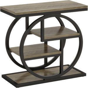 Tavolino Consolle in Legno con Ripiani Portaoggetti, Tavolino Laterale/Caffè/Divano/Comodino con Funzionalità Pratiche - Product Image 6