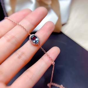 Bracelet en topaze bleue de Londres, argent sterling 925, plaqué or rose 14 carats, élégant bracelet en pierre précieuse bleue, bijou pour elle - Product Image 3