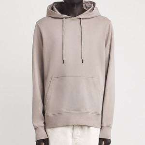 Sudadera con Capucha Color Taupe Claro, de Algodón y Felpa, Ecológica, Transpirable, Unisex, para Invierno, Tejido Suave, Corte Holgado, Bolsillo Tipo Canguro - Product Image 2