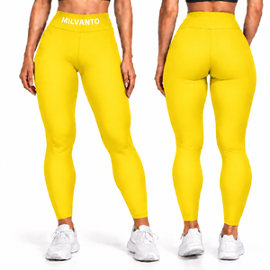 Yellow Custom Women's High Waist <b>Seamless</b> <b>Leggings</b> Butt Lifting Tummy Control Four Way Stretch Yoga Pants Gym Fitness Tights - Product Image 1