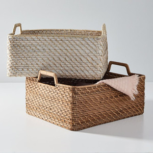 Cesta de mimbre tejida para la colada, cesto de almacenamiento ecológico, artesanías naturales con asas - Product Image 5