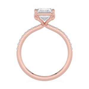 Anillo de Compromiso de Oro Rosa Refinado de 10K con Diamante Cultivado en Laboratorio, Esmeralda y Piedras de Corte Redondo, 2.22 CTW - Product Image 2