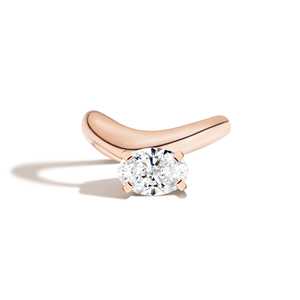 Anillos de Compromiso Personalizados con Diamantes Cultivados en Laboratorio, Corte Ovalado, Oro Sólido de 14K/18K, 1.5 Quilates, Engaste de Garras, Banda Ancha Curva de 5mm, Anillos de Novia Ondulados - Product Image 5