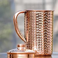 Ensemble de carafes à eau de luxe en cuivre massif Antique Creations avec couvercle coulissant, idéal pour les mariages, compatible lave-vaisselle pour usage domestique