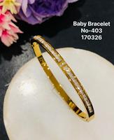 Gelang Anak Trendy Berlapis Emas dengan Bezel Baja Anti Karat, Batu CZ, Dapat Disesuaikan, Motif Geometris Floral Baguette Multiwarna