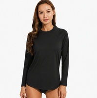 Baju Renang Wanita Ukuran Besar Model Modest Lengan Panjang dengan Bra Terpadu, Bahan Solid, Breathable, UPF 50+, Cepat Kering