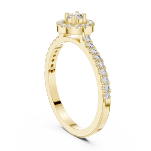 แหวนเพชรทรงกลมเพาะเลี้ยงในห้องปฏิบัติการ ทองคำแท้ 14K 18K ประดับเพชรทรงกลมแบบ Halo Pave น้ำหนัก 0.30 กะรัต DEF VVS แหวนแต่งงานสำหรับเจ้าสาว ขายส่ง - Product Image 4