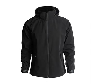<b>Men's</b> Hooded Fleece <b>Jacket</b> Windproof Casual Outdoor Wear Solid Color Zipper Closure Polyester Shell Autumn Wear - Product Image 2