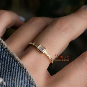 Emerald Cut Lab Grown Diamond <b>Ring</b> for Women Bezel Set <b>Solitaire</b> Engagement <b>Ring</b> Diamond Band Elegant Fine Jewelry Gift - Product Image 6