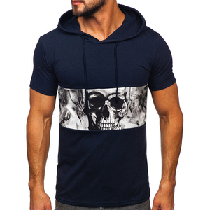 Men’s Short Sleeve Hoodie Workout Gym Sweatshirt Muscle Fit <b>Athletic</b> Pullover Cotton Hooded T Shirt Lightweight hoodies - Product Image 1