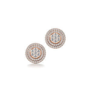 Cluster Halo Lab Grown Diamond <b>Stud</b> <b>Earrings</b> IGI Certified White D Color 14K Gold Rhodium Plated Luxury Unisex BRILLIANT DIAMANT - Product Image 1