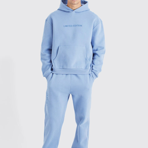 Survêtement léger d'hiver décontracté à capuche 2-en-1 pour homme, 100 % coton respirant à séchage rapide, avec impression par transfert thermique – Vente en gros - Product Image 1