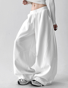 Wide <b>Leg</b> Ladies 100% Cotton Oversized Sweatpants Drawstring Joggers Baggy Style Casual <b>Track</b> <b>Pants</b> Trousers For Women's - Product Image 3