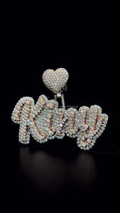 925ที่กำหนดเองเงินสเตอร์ลิงเครื่องประดับฮิปฮอปของผู้ชายเครื่องประดับสองโทนสี Mossanite จี้ประกันตัวหัวใจเพชรชุบทองเพชร - Product Image 2