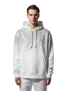 Sudadera con Capucha Personalizada para Hombre con Pedrería, Oversize, 500 g/m², Felpa Francesa, Estilo Urbano, Gruesa, Lavado Ácido, Logotipo OEM - Product Image 1