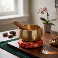 Professional Grade Tibetan Style Brass Healing Bowl Pure Sound Resonating Musical Instrument for Mindfulness and Stress Relief