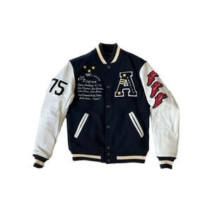 Unisex Varsity <b>Jacket</b> Brown <b>Yellow</b> Woolen <b>Waterproof</b> Embroidered Letter Logo Turn-down Collar Single Button Preppy Style Autumn - Product Image 1