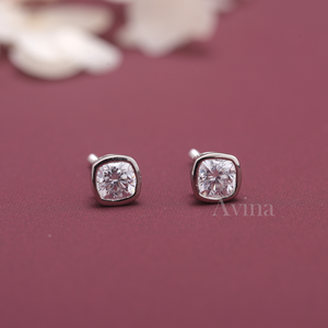 IGI Certified Lab Grown Diamond Cushion Cut Bezel Stud Earrings 9K White / Rose & Yellow Gold Solitaire Diamond Earrings - Product Image 5