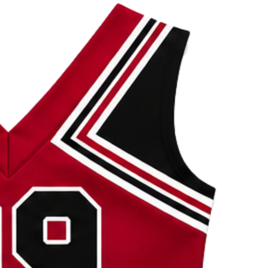 Haut d'uniforme de cheerleading rouge vif sans manches, col en V, pour femmes et filles, idéal pour les équipes de danse et les compétitions - Product Image 4