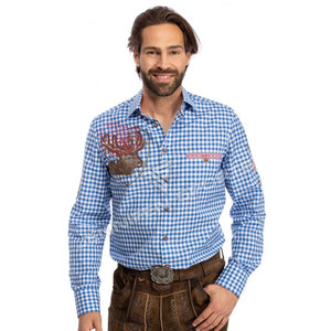 Chemise à carreaux allemande bleue et blanche avec impression, costume traditionnel bavarois pour hommes, fête, Oktoberfest, t-shirt - Product Image 1