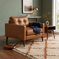 Chaise longue moderne en cuir véritable de style Mid-Century, fauteuil d'appoint de loisirs, design écologique, gain de place pour appartement