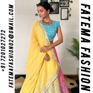 Ensemble élégant Faux Georgette Lehenga Choli pour femmes broderie lourde conception de séquence travail vêtements de mariage indiens y compris indien - Product Image 2