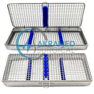 Stainless Steel Sterilization Cassette | 7 Instruments Dental <b>Mesh</b> Tray | Autoclave Disinfection Container Box with Silicone - Product Image 1